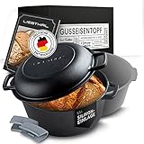 LIEBTHAL Olla de hierro fundido para hornear pan, robusta sartén con inserto de silicona antiadherente a medida, molde para hornear pan con tapa de 4,6 l, sartén para hornear, freír y guisar