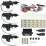Hombasing 12V Cierre Centralizado Universal Coche, con 4 Actuadores de Cerradura de Puertas y 2 Mandos a Distancia, Controlable de 50 a 80M, con Alarma Coche y BotóN de LiberacióN de Equipaje