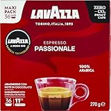 Lavazza A Modo Mio Espresso Passionale, 1 Paquete de 36 Cápsulas de Café, 100 % Arábica, Sabor Cálido y Acogedor, Intensidad 11/13, Tostado Oscuro, para un Espresso de 40ml