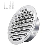 Qrity Cubiertas de Rejilla de Ventilación de Acero Inoxidable 120mm, Campana de Ventilación Exterior Redonda para Pared,Tapa para Salida de Humos, con Insectos Red, Para Ventilación de Escape