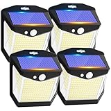 Luz Solar LED Exterior Jardin: 248 LED Luces Solares Sensor de Movimiento 270° Foco Solar Exteriores Lampara IP65 Impermeable Aplique Solar Potente para con Iluminacion Terraza Outdoor Light 4 Paquete