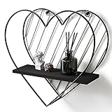 Afuly Estanteria Pared Negro Estantes para Pared Metal Corazón Plata Granja Diseño para Dormitorio Baño Inodoro