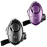 Alarma Personal de Emergencia [Paquete de 2] Qoosea Scream Safesound Alarma 140dB Linterna LED para niños/Mujeres/Ancianos/protección de la autodefensa del Estudiante asegurado (Negro + Púrpura)