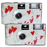 PHOTO PORST TopShot Flying Hearts - Cámaras desechables (2 unidades, 1 A, 27 fotos, flash, 2 unidades), diseño de corazones voladores
