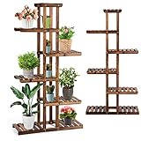 Estantería para plantas al aire libre de madera, soporte vertical con 6 estantes, soporte multifuncional para plantas, macetero, soporte de interior, balcón, jardín, 75 x 25 x 140,5 cm