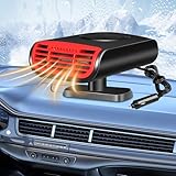 NAVESO Calentador de Coche, 12 V 150 W Calefactor Coche Mechero, 2 En 1 Calefacción Portátil de Coche con Calefacción y Ventilador de Refrigeración, Coche Descongelador Desempañador, Rotación 360°