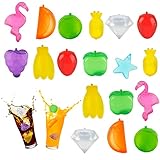 Cubitos Hielo Reutilizables, RosyFate 25 pcs Cubitos de Hielo Reutilizables Plastico, Hielos Reutilizables, Cubos de Hielo de Colores, Forma de Fruta, para Bebidas Frías Congeladas