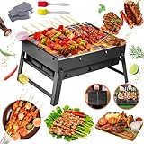 Barbacoa plegable, barbacoa de carbón vegetal, pequeña, portátil, mini barbacoa, exterior, pícnic, camping, 45 cm x 30 cm x 23 cm, barbacoa portátil para picnic, jardín, terraza, camping, viajes