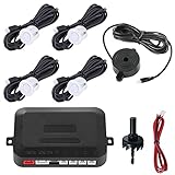 MOCNT Kit de Sensor de Aparcamiento Coche 4 Sensores de Aparcamiento Sistema Radar Inverso Traseros Sensores de Estacionamiento Marcha Atrás Alarma de Sonido Blanco