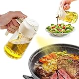 SWEET VIEW 470ml 2 en 1 Dispensador de Aceite y Pulverizador de Aceite, Vertedor Dispensador de Aceite de Oliva para, Cocina, Cocinar,Freidora de Aire,Ensalada, Barbacoa (Blanco)