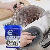 Pasta limpiadora de acero inoxidable, potente pasta limpiadora para eliminar utensilios de cocina, quita manchas en ollas, limpiadores y abrillantadores multiusos, quita manchas de óxido (200g)