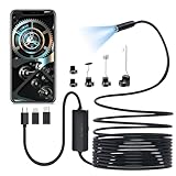 YSWOVUO Endoscopio Camara de Inspeccion, 5m Cámara Endoscópica para Movil Ip67, 1920 HD Typ-C Boroscopio con 8 Luces LED, Camara Tuberias para Android e iOS Smartphone, iPhone, iPad, Samsung