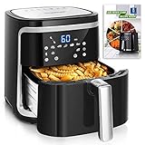 Aigostar Cube - Freidora de aire sin aceite 7L, 1900W, 7 funciones preestablecidas + mantener caliente, modo manual, panel LED táctil. Doble uso: con cesta o cajón. Sin BPA. Libro de recetas incluido
