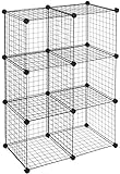 Amazon Basics Estantes de almacenamiento, Seis cubos, de alambre, Negro, 77 x 35.6 x 113.8 cm