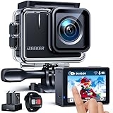 iZEEKER Cámara Deportiva 4K 20MP, Impermeable 40M, Cámara Subacuática con EIS Antivibración, Pantallas Táctiles, Videocámara, Gran Angular de 170°,2 Baterías, Control Remoto,WiFi, Multi Accesorios