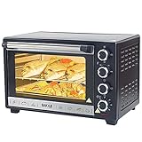 Bakaji Horno eléctrico ventilado, capacidad 38 litros, potencia 1600 W, temperatura hasta 230°, 4 funciones con luz interior, función temporizador giratorio
