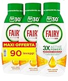 Fairy Platinum Gel Lavavajillas Detergente para Lavavajillas 90 Lavavajillas 1 Paquete de 3 Botellas Antiolor Frescura Agrumata