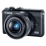 Canon EOS M100 BK M15-45 S - Cámara con sensor APS-C de 24.2 MP (DIGIC 7, Dual Pixel CMOS AF, pantalla táctil LCD de 8 cm, Full HD a 60P) negro - Kit Cuerpo con Objetivo EF-M 15-45 mm