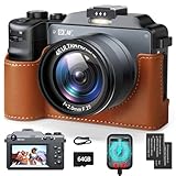 Cámara Digital 4K, 64MP Lente Doble Enfoque automático 18X Zoom Digital Camara Fotos compacta con Tarjeta de 64 GB, Pantalla LCD de 3 Pulgadas fotografia Compact Camera for vlog