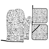 Elegante juego de 4 piezas de utensilios esenciales para hornear, guantes de horno, resistentes al agua, para asar y hacer barbacoas