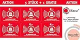 iSecur 5 pegatinas con alarma I 6 x 4 cm I adhesivo interior I resistente a los rayos UV I Advertencia alarma sistema I rojo I hin_456