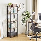 YMYNY Librería de 5 Niveles, Estantería, Biblioteca, Altura 147 cm, Estantería para Oficina, Marco Metálico, Industrial, para Sala de Estar, Estudio Oficina, Cocina, Marrón Rural HBC005H