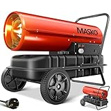 Masko® Cañón de calefacción 30 kW, secador de construcción, Calentador de Aire Caliente, Calentador de Ventilador, Tanque de 34 l con termostato, Calentador de Aceite, Negro/Rojo