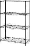 Estantería de 4 niveles NSF de alambre de metal, estantes de almacenamiento grandes, altura ajustable, grado comercial, de acero, 450 kg, capacidad de 91 x 36 x 137, negro