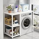 Soporte Para Secadora Con Estante,Estantería Lavadora Con Tablero De Estante,Armario De Lavadora De Tambor,Kit Apilamiento Lavadora Y Secadora,Estructura De Acero,Para Lavadora Para Baño, Cocina(White