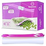 ENVIRONEX 40 bolsas reutilizables para congelador – Bolsas con cierre deslizante resellable de un galón con fondo expandible – Bolsas herméticas y transparentes para alimentos sin BPA