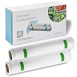 Cecotec Pack de 2 Rollos para Envasadora al vacío. Superficie gofrada, 6 metros de Largo, Permite hacer bolsas de tamaño personalizado, BPA Free (Anchura 20 cm)