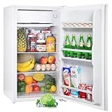 Upstreman 91L Frigorífico con congelador, Frigorífico pequeño con compartimento para verduras y congelador, Dormitorio Oficina Temperatura constante ajustable Mini refrigerador Blanco-BR321