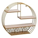WELL HOME - Estanteria Pared Madera Metal Redonda Oro