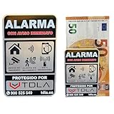 PACK 2 Tamaños - NO PARECE REAL, LO ES. Super Adhesivo y ALUMINIO - Somos empresa venta de ALARMAS Especial piso Cartel alarma disuasorio Alarma NEGRO- 14x9cm y 8x6cm - 0,8mm