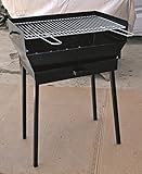 Barbacoa rústica de hierro con rejilla, patas desmontables y cajón recogecenizas barnizado transparente 50 x 35 cm Made in Abruzzo