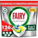 Fairy Platinum Todo en 1, Pastillas Lavavajillas, 126 Capsulas, Limpia Incluso la Grasa de los Filtros, Aroma Fresco y Limpio, Mega Pack