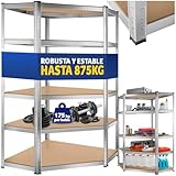 TecTake® estantería metálica de 5 estantes de Esquina, Ideal para Taller, Garaje o trastero, estanteria Libros, estanteria trastero, estanteria Metalica - 89,5 x 89,5 x 180 cm 875 kg Carga Máxima