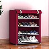 Zapatero, Gabinete Organizador de Almacenamiento de Zapatos con Cubierta de Tela a Prueba de Polvo, Zapatero Grande Organizador de Almacenamiento de Zapatos Gabinete Torre(5 rejillas de nivel 4 rojas)