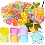 COM-FOUR® 120x Cubitos de Hielo Reutilizables en fantásticos Colores, Cubitos de Hielo para Fiestas para Refrescar Bebidas (120 piezas - cubos)