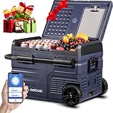 AAOBOSI Nevera Portatil 35 L, Nevera Coche Doble Zona, 20 °C a -20 °C, 12/24 V DC,100-240 V AC, para Hogar, Camping, Viajes, Coche, Barco y Autocaravana