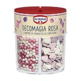 DR. OETKER - Decomagia Rosa 84 g, Surtido de 4 Tipos de Topping para Confitería y Repostería, Textura Crujiente, Decoración Creativa para Tartas