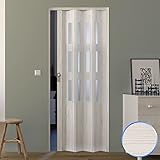 Forte Puerta Plegable de Interior de PVC 88,5x214 cm Pino Blanqueado - Vidrio Satén Mod.Luciana