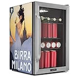 Nevera Klarstein 70L, Minifrigorífico silencioso con estantes extraíbles, puerta de cristal y LED, Apta para exteriores, 0-10°C
