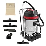 MAXBLAST-Aspiradora Industrial en Seco y Húmedo+4 Accesorios, (3000W, 80 litros / 80l) Filtro Doble (Tela & HEPA) con Bolsa de Polvo Gratis Aspirar Seco Liquido Mojado Powerful Wet+Dry Vacuum Cleaner