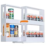 UHAPEER - Estantería de especias giratoria, plástica, extensible, para cocina, cuarto de baño, encimera