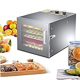 DHL - Deshidratador eléctrico de 6 pisos, 35 litros, deshidratador de frutas, verduras, 600 W, 220 V, deshidratador eléctrico, acero inoxidable, secador de frutas, verduras