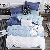 CTOBB Juego de Cama de Rejilla Negro clásico de Moda Juego de Cama Doble Queen King Sábanas Suaves Funda nórdica Funda de Almohada Sábana Plana para Adultos, 007, Twin 4 Piezas