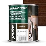 JOVIRA PINTURAS Barniz Brillante Tinte (6 colores). Barniz para madera. Protege, decora y embellece. (750 Mililitros, Nogal)