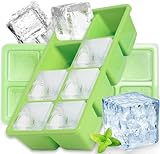 2 Pcs Cubitera Hielo Grande, FURNSII 16 Cubos Cubiteras para Hielo Silicona con Tapa, Libre de BPA, Bandeja para Cubitos de Hielo Para Bebidas Frías, Cerveza, Whisky, Cócteles