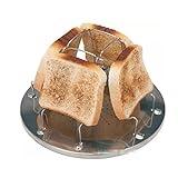 Espeedy Tostador de pan,4 rebanada plegable estufa tostadora de pan de acero inoxidable utensilios de cocina para caravana senderismo camping
